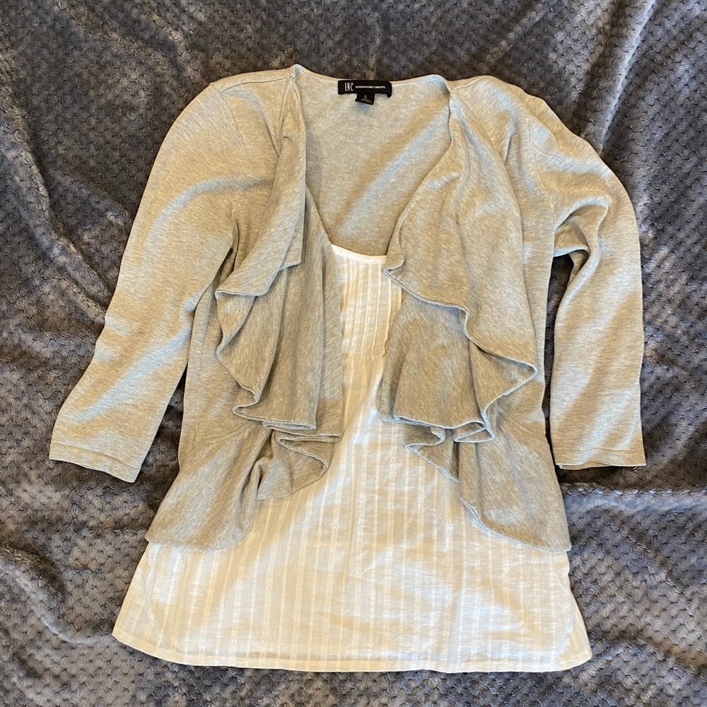 NWOT adorable INC mixed media top szS